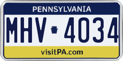 PA license plate MHV4034