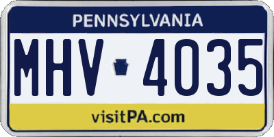 PA license plate MHV4035