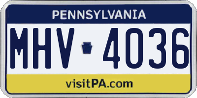 PA license plate MHV4036