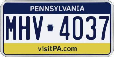 PA license plate MHV4037