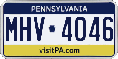 PA license plate MHV4046