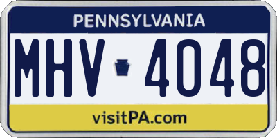 PA license plate MHV4048