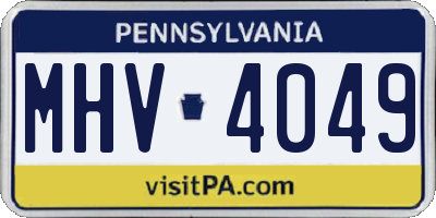 PA license plate MHV4049