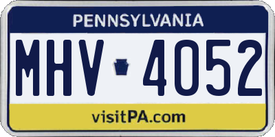 PA license plate MHV4052