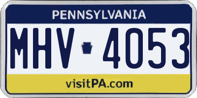 PA license plate MHV4053