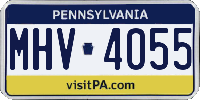PA license plate MHV4055