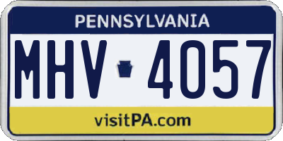 PA license plate MHV4057