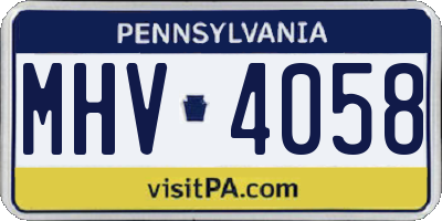 PA license plate MHV4058