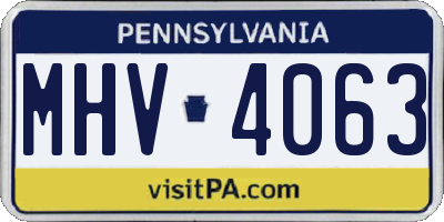 PA license plate MHV4063