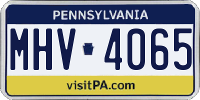 PA license plate MHV4065