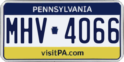 PA license plate MHV4066