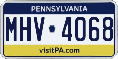 PA license plate MHV4068
