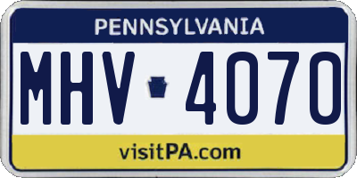 PA license plate MHV4070