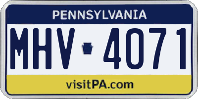 PA license plate MHV4071