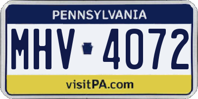 PA license plate MHV4072