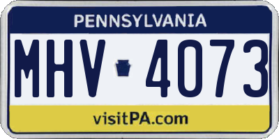 PA license plate MHV4073