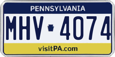 PA license plate MHV4074