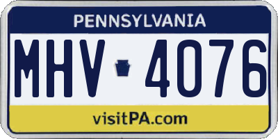 PA license plate MHV4076