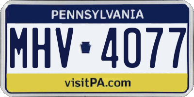 PA license plate MHV4077
