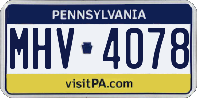 PA license plate MHV4078