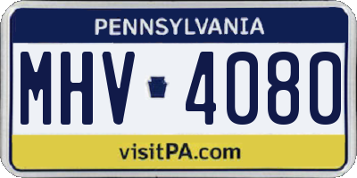 PA license plate MHV4080