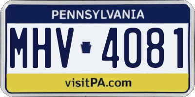 PA license plate MHV4081