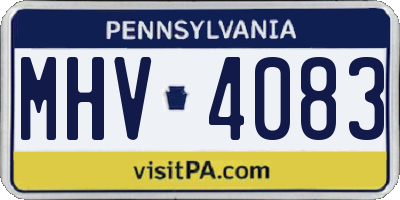 PA license plate MHV4083