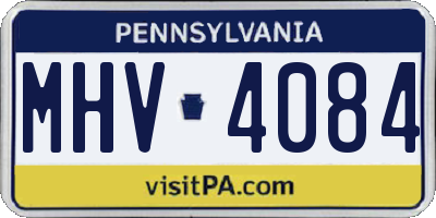 PA license plate MHV4084