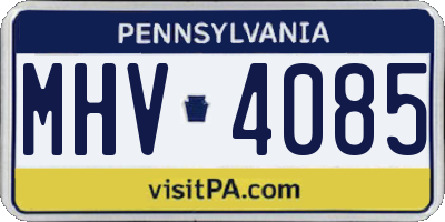 PA license plate MHV4085
