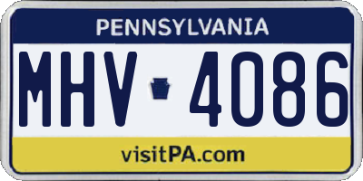 PA license plate MHV4086