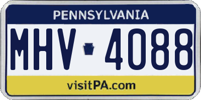 PA license plate MHV4088