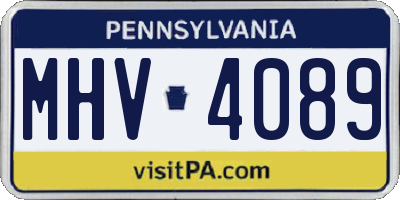 PA license plate MHV4089