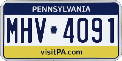 PA license plate MHV4091
