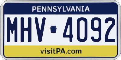PA license plate MHV4092