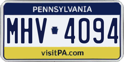 PA license plate MHV4094