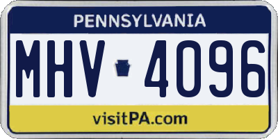 PA license plate MHV4096
