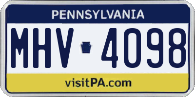 PA license plate MHV4098