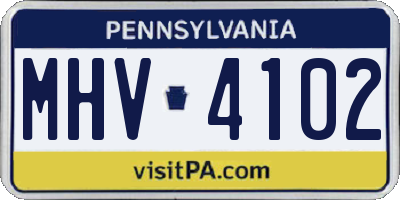 PA license plate MHV4102
