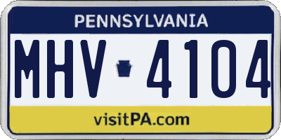 PA license plate MHV4104