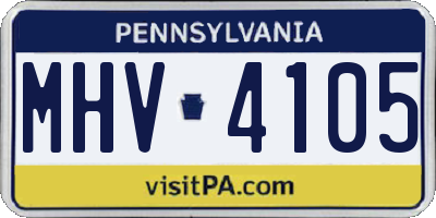 PA license plate MHV4105