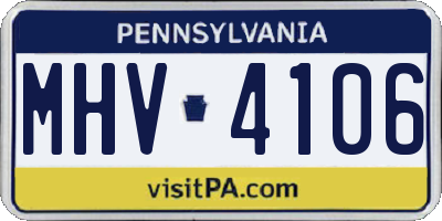PA license plate MHV4106