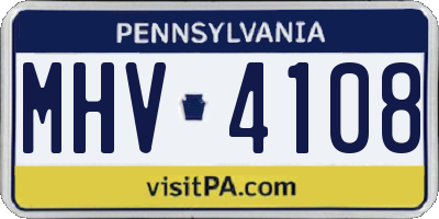 PA license plate MHV4108