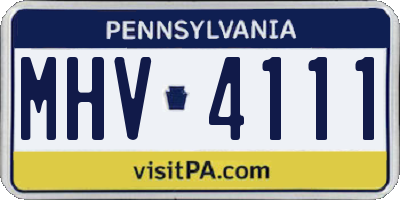 PA license plate MHV4111