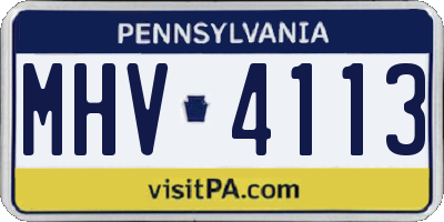 PA license plate MHV4113