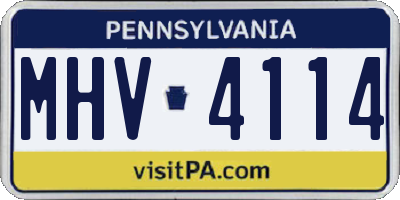 PA license plate MHV4114