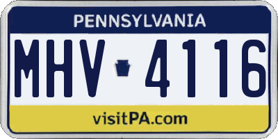 PA license plate MHV4116
