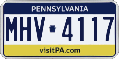 PA license plate MHV4117