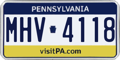 PA license plate MHV4118