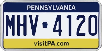 PA license plate MHV4120
