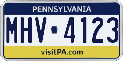PA license plate MHV4123